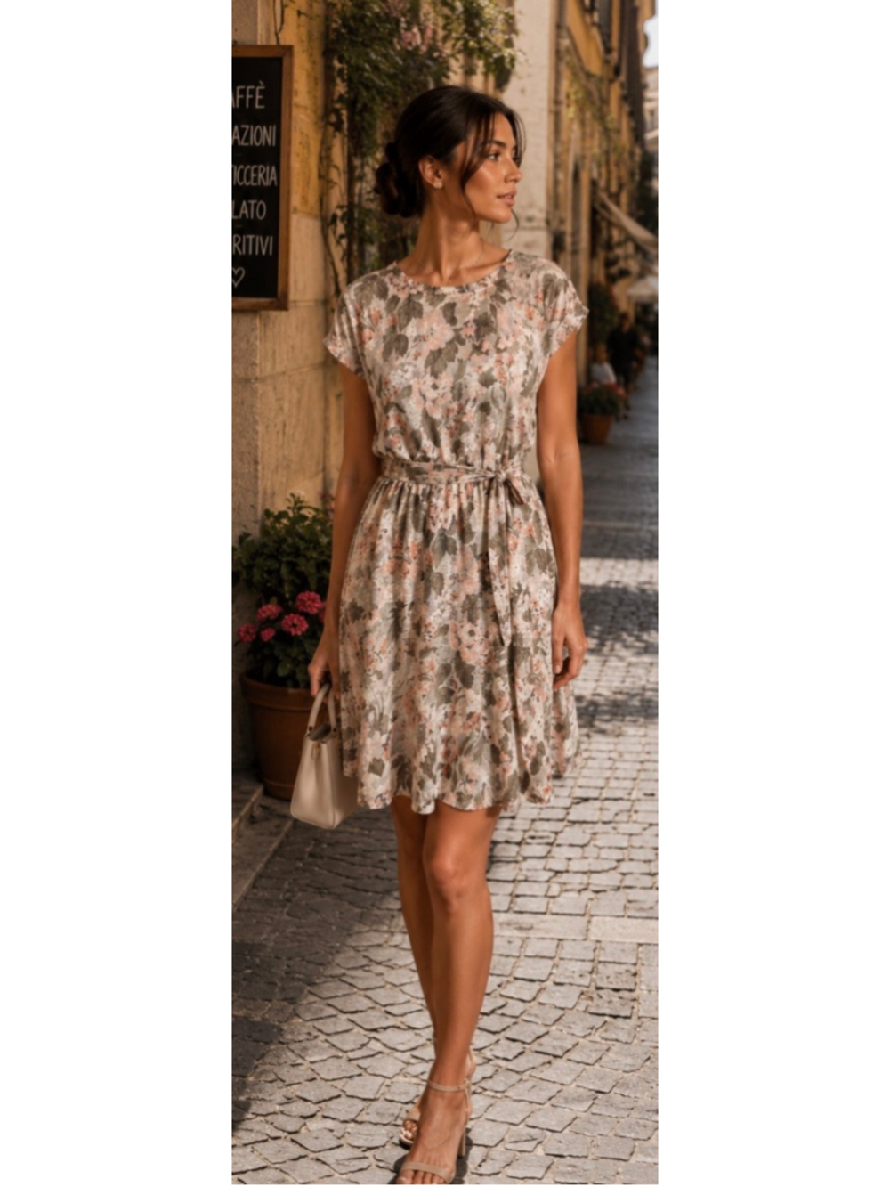 Rebecca Taylor Floral Midi Dress Size S Beige Pink